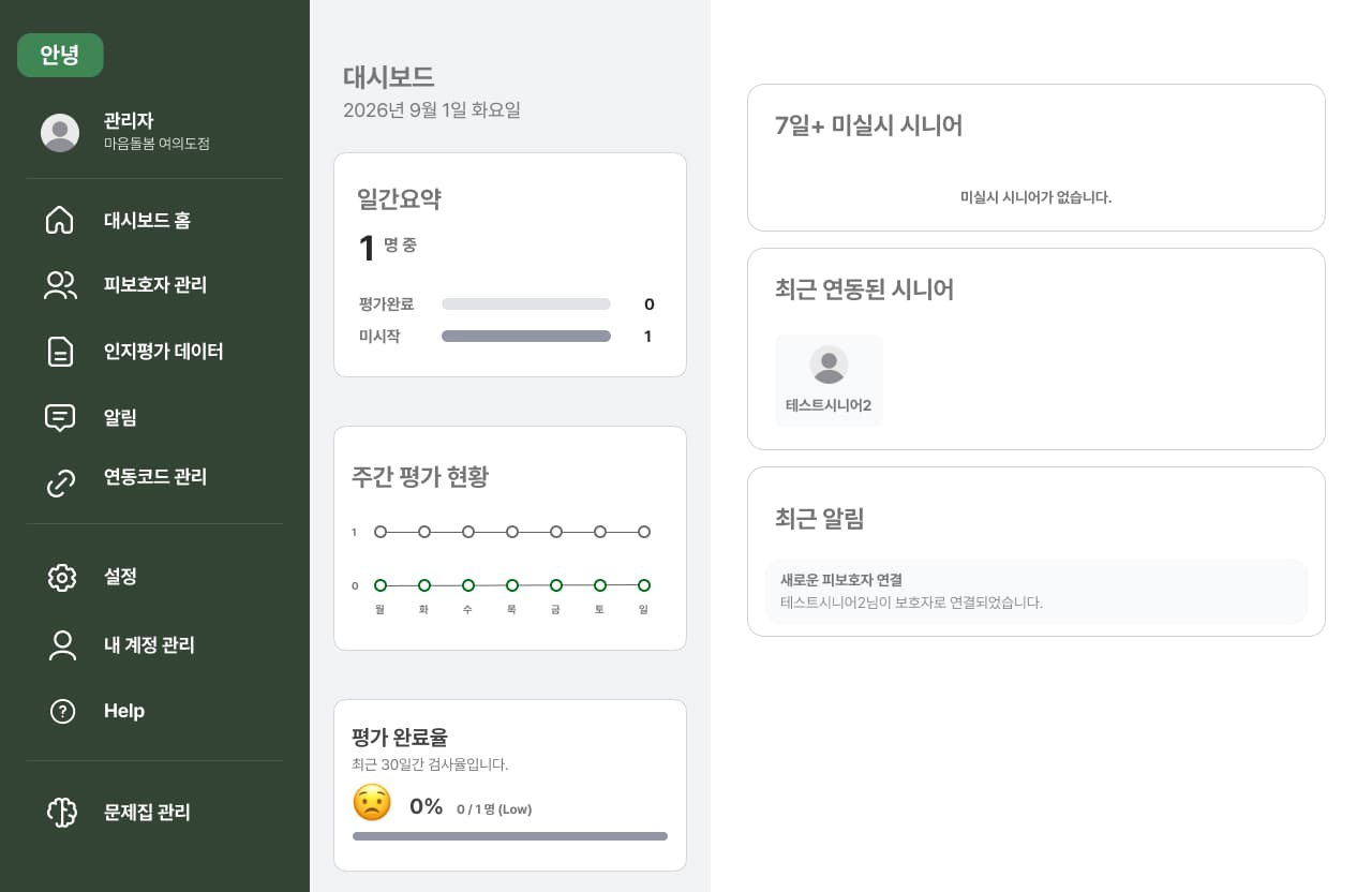 안녕 고객관리 대시보드